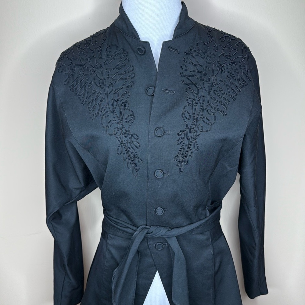 Black Embroidered Button-Up Jacket - Picture 4 of 4